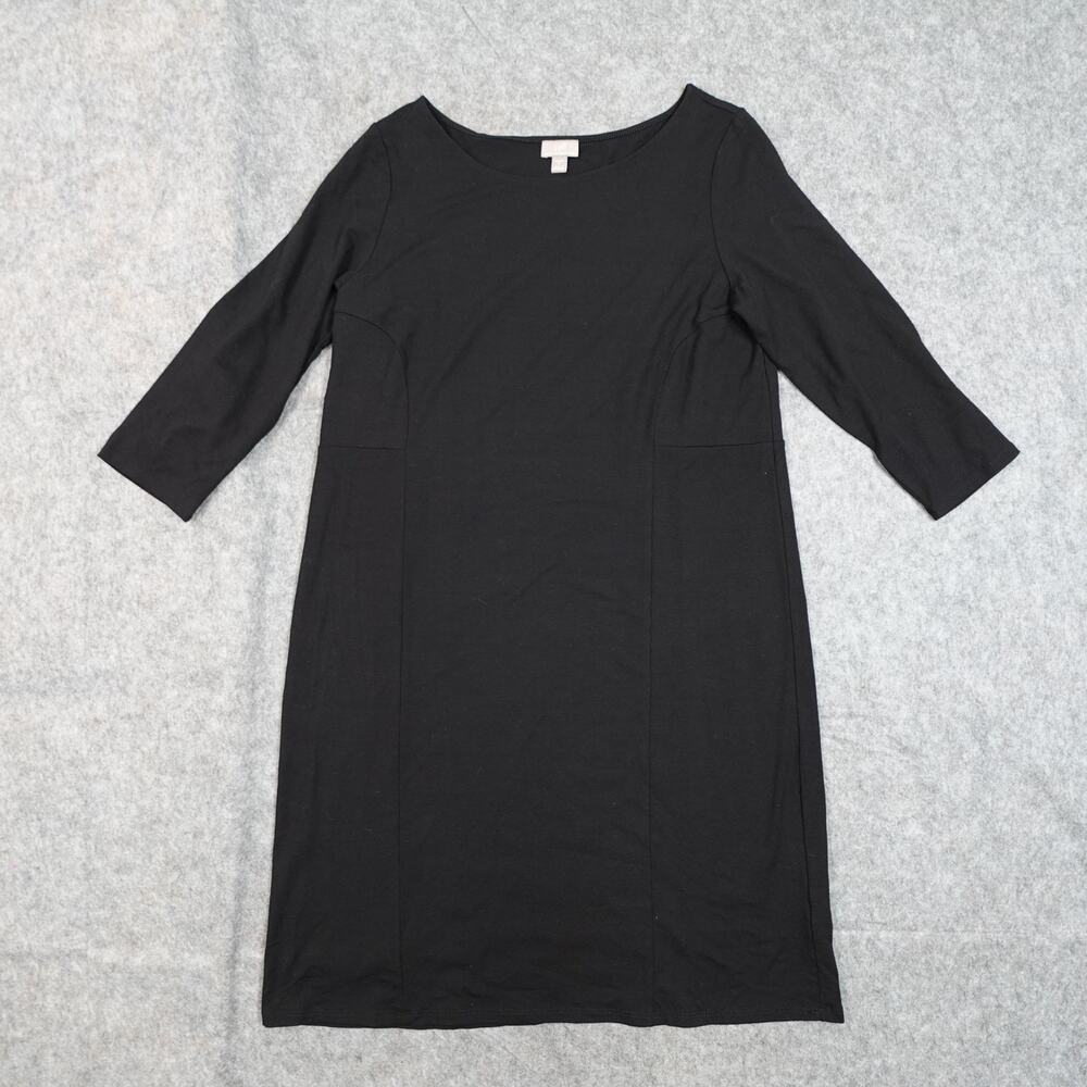 J. Jill Dress Womens Medium Midi Wearever Collection Stretch Black 3/4 Sleeve